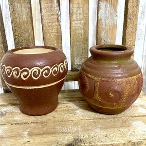Southwest American Indian Pottery Candle Inset Set Of 2 NEW!